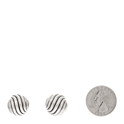 David Yurman Sterling Silver 17.5mm Sculpted Cable Stud Earrings 2 of 4