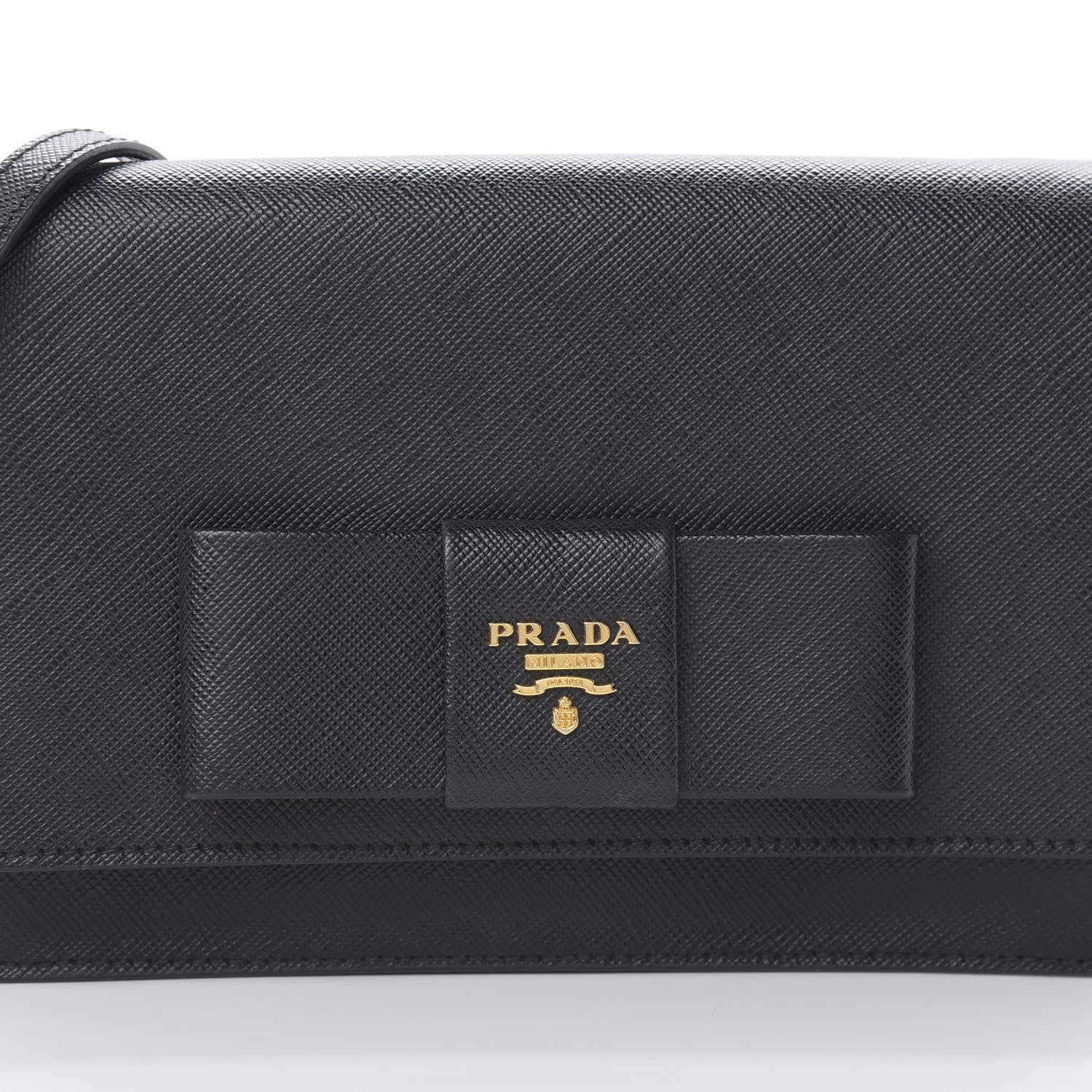 Prada Saffiano Bow Flap Wallet Black 9 of 11