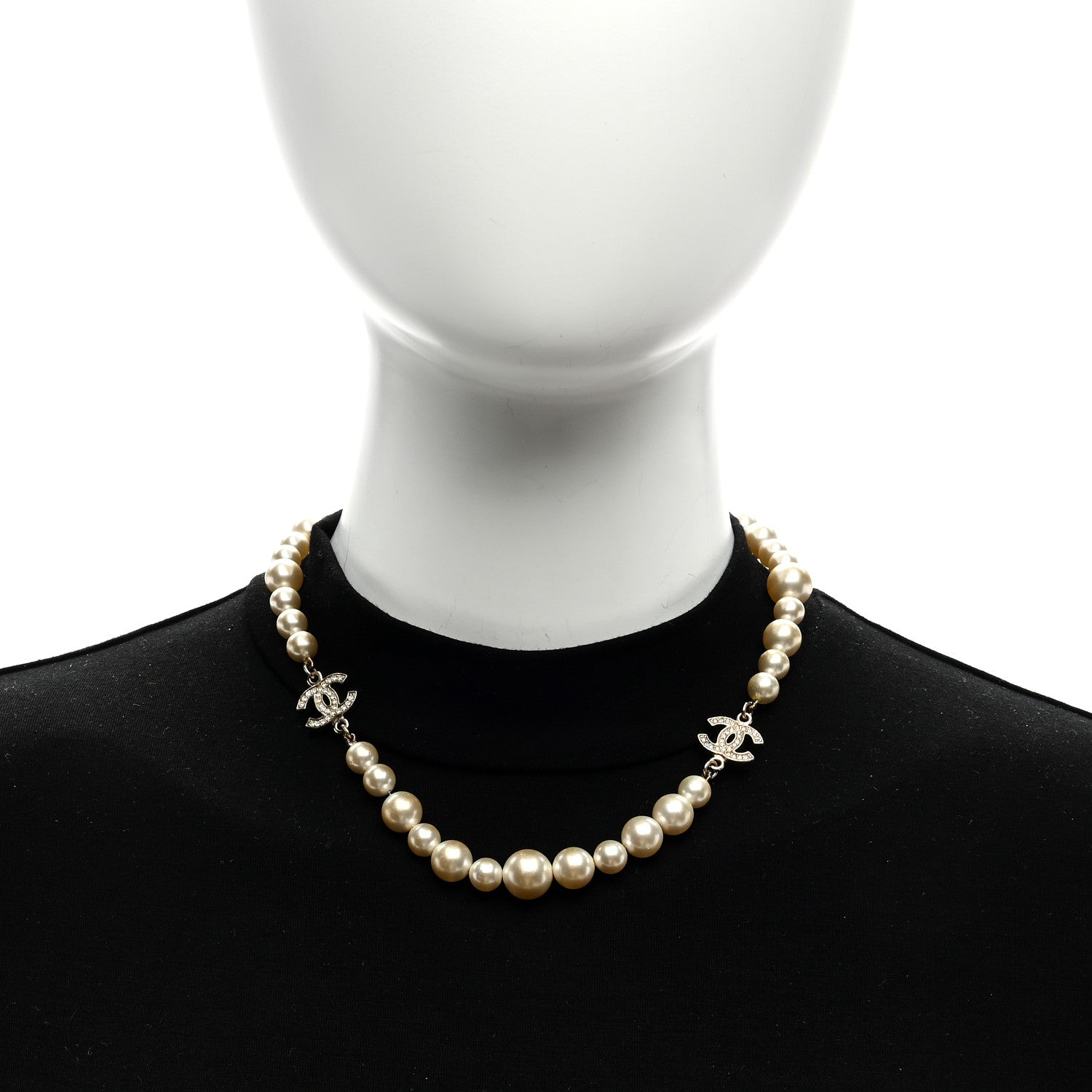 Chanel Pearl Crystal CC Choker Necklace Gold 2 of 4