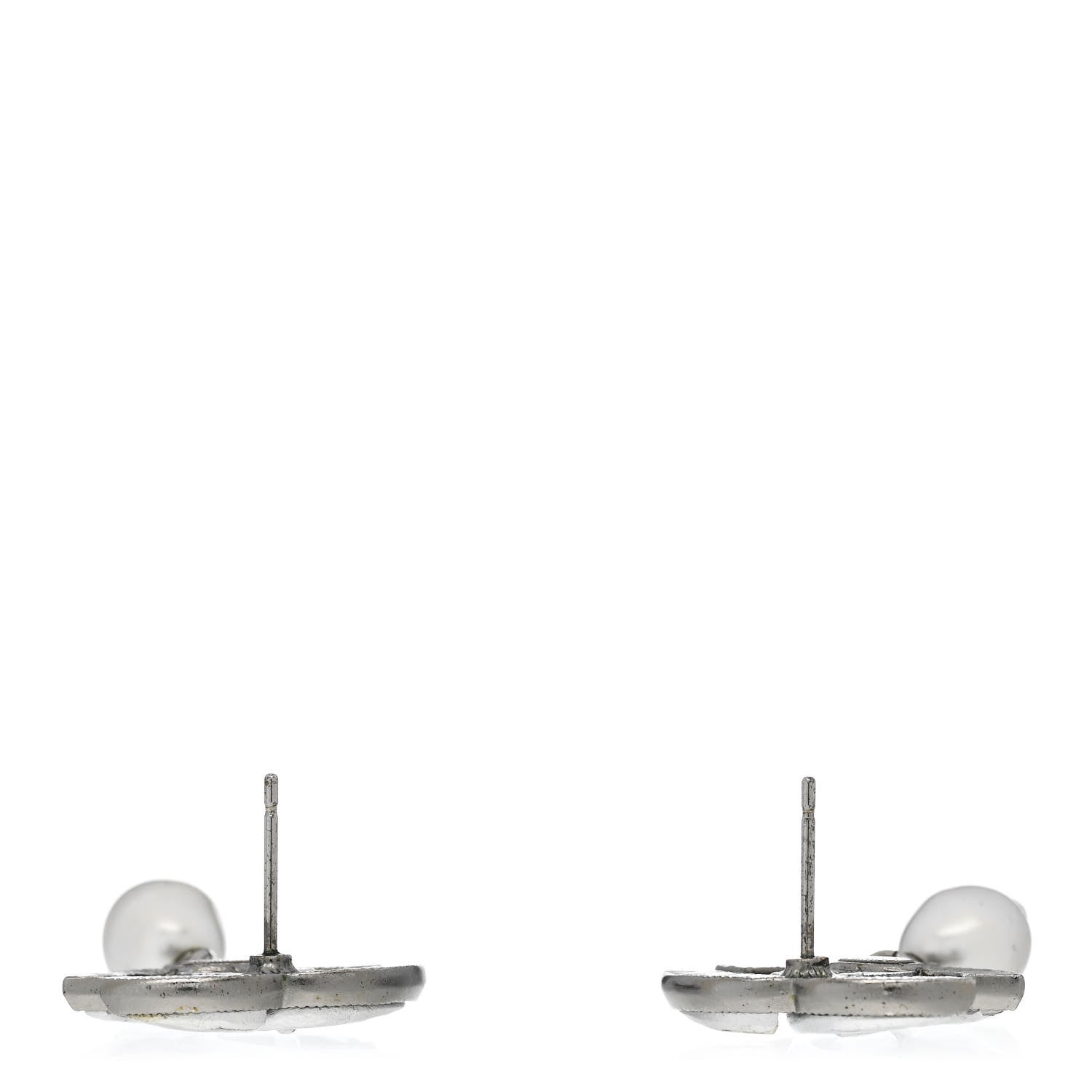 Chanel Pearl CC Drop Earrings Ruthenium Grey 3 of 4