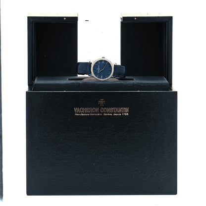 Vacheron Constantin 18K White Gold Alligator Diamond Bezel 30mm Patrimony Traditionnelle Quartz Watch Blue 25558 5 of 5