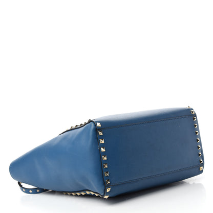 Valentino Garavani Vitello Rockstud Double Handle Tote Peacock 5 of 11