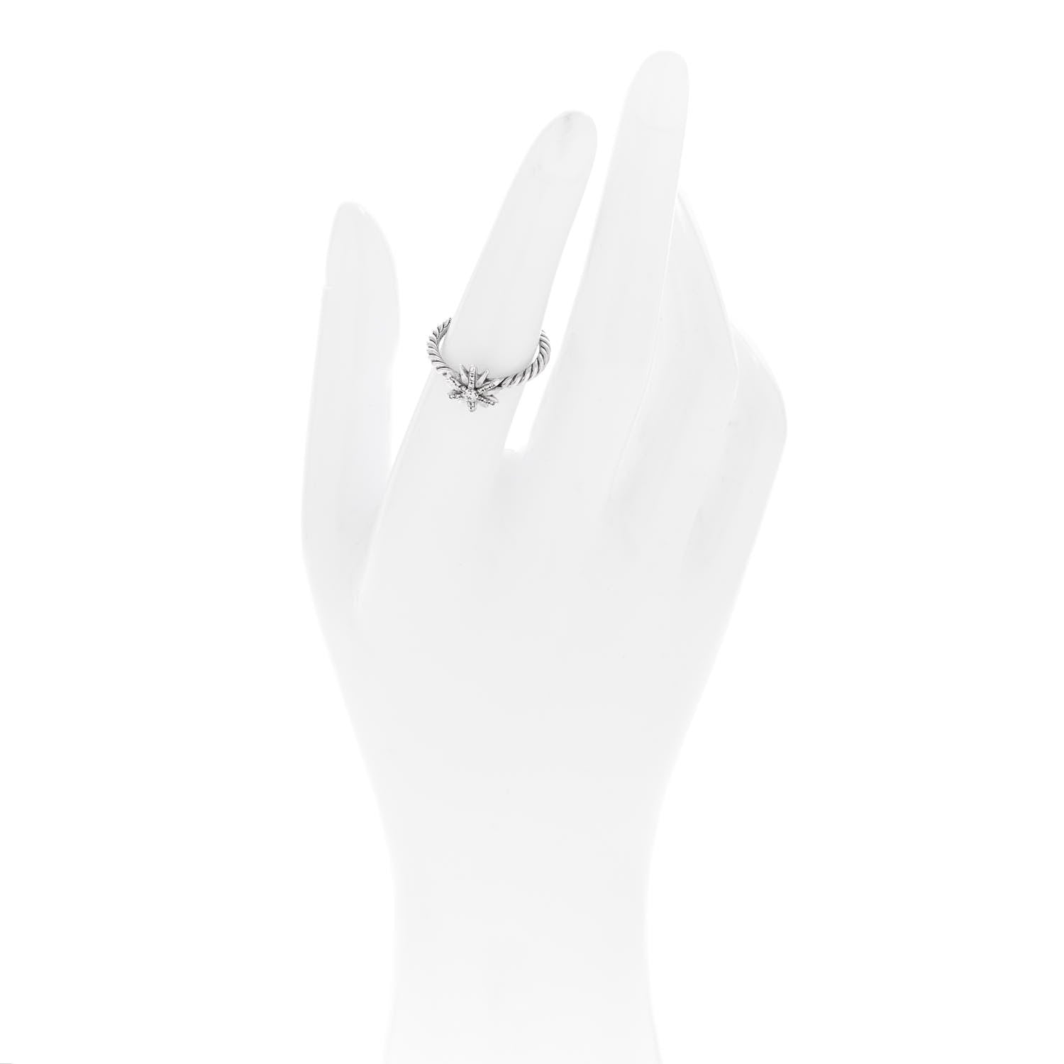 David Yurman Sterling Silver Diamond Petite Starburst Ring 52 6 2 of 4