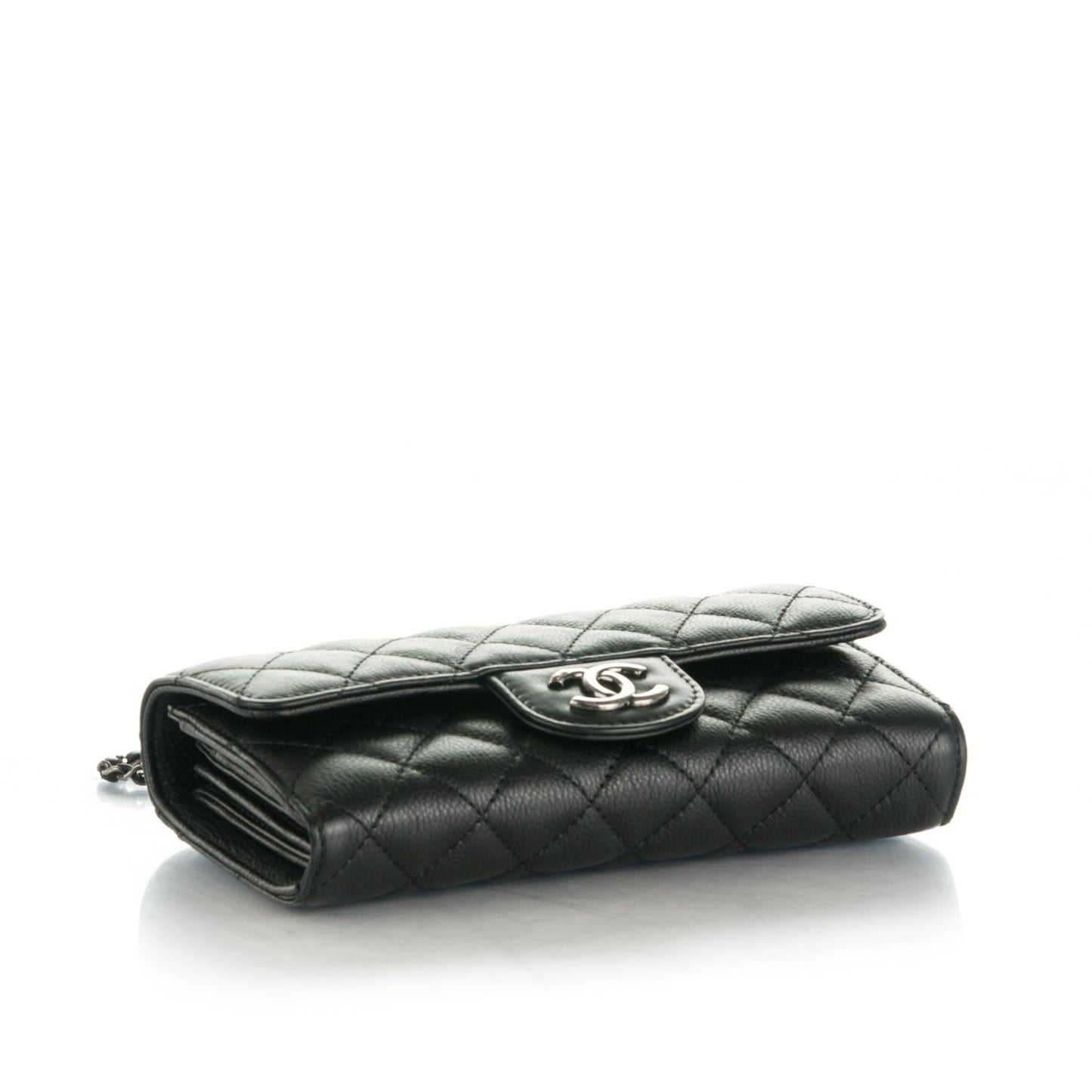 Calfskin Quilted CC Waiter Clutch Clutch With Chain Black