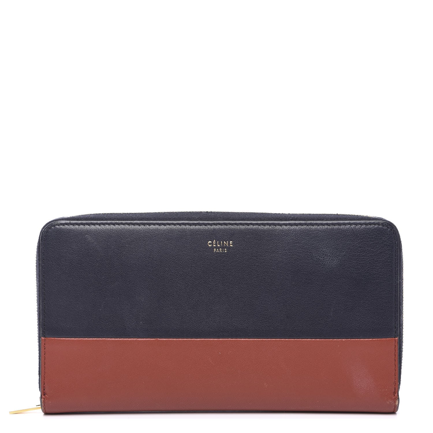 Celine Lambskin Large Zip Around Multifunction Wallet Navy Claycourt 1 of 10