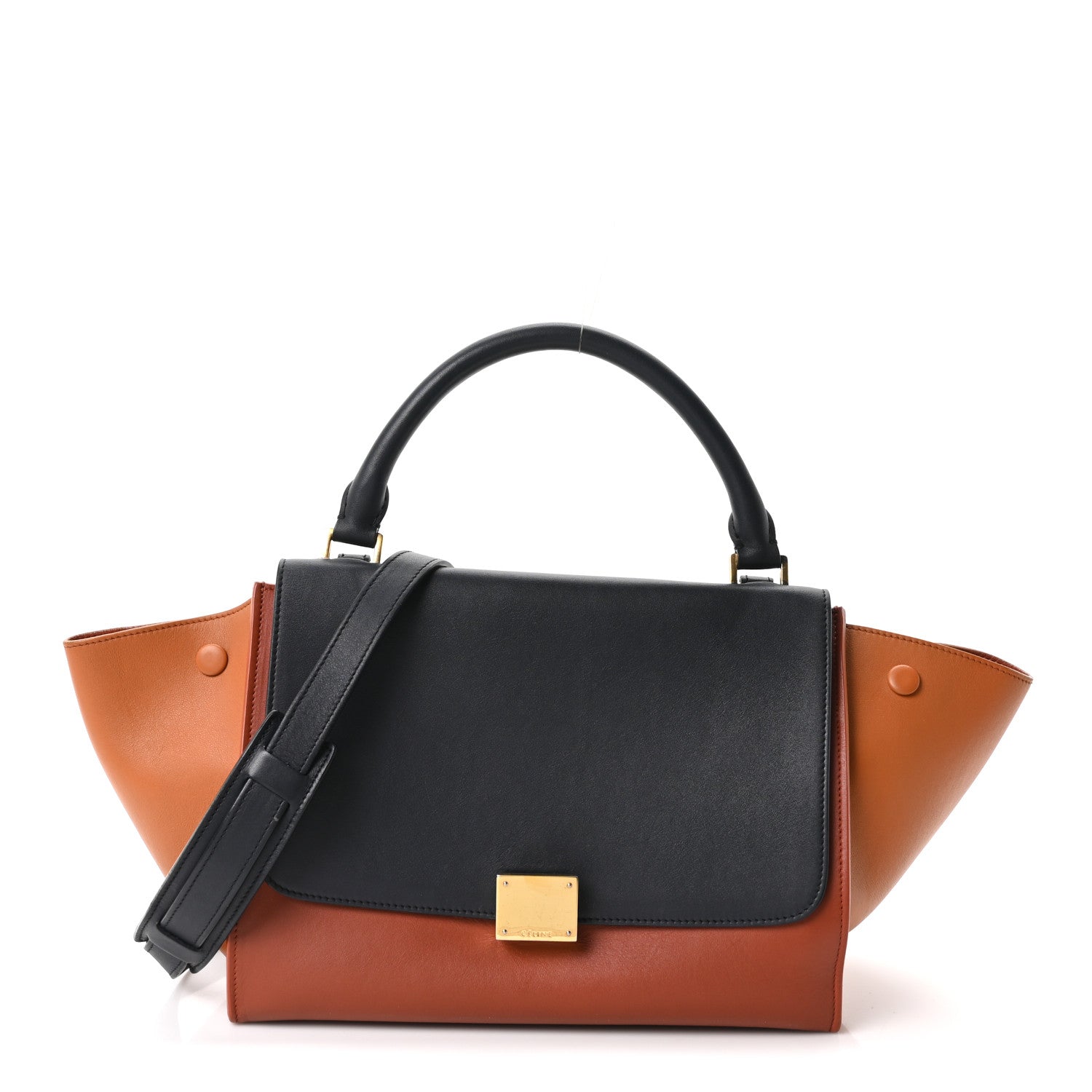 Celine Smooth Calfskin Medium Tri-Color Trapeze Rust Navy Red 1 of 9