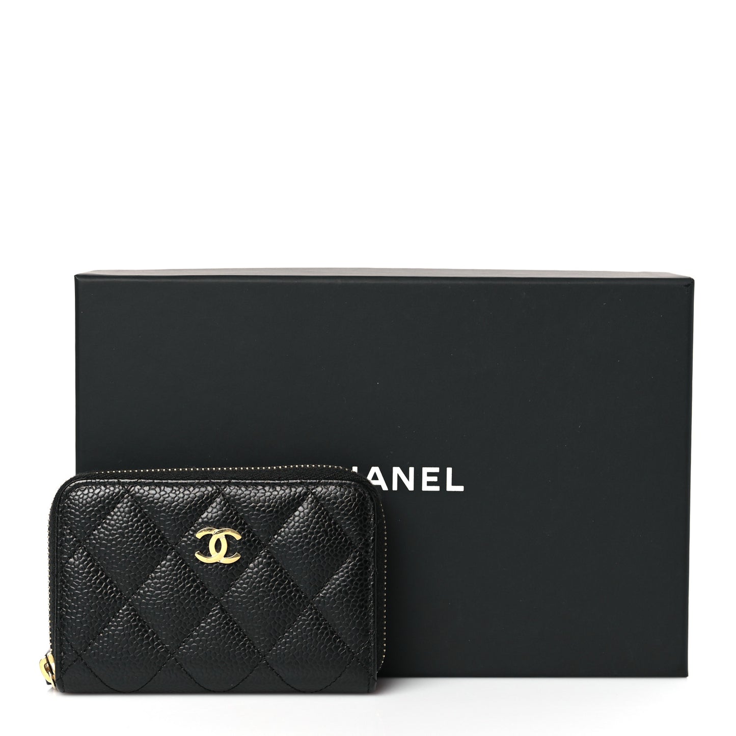 Caviar Quilted Zip Coin Purse Black