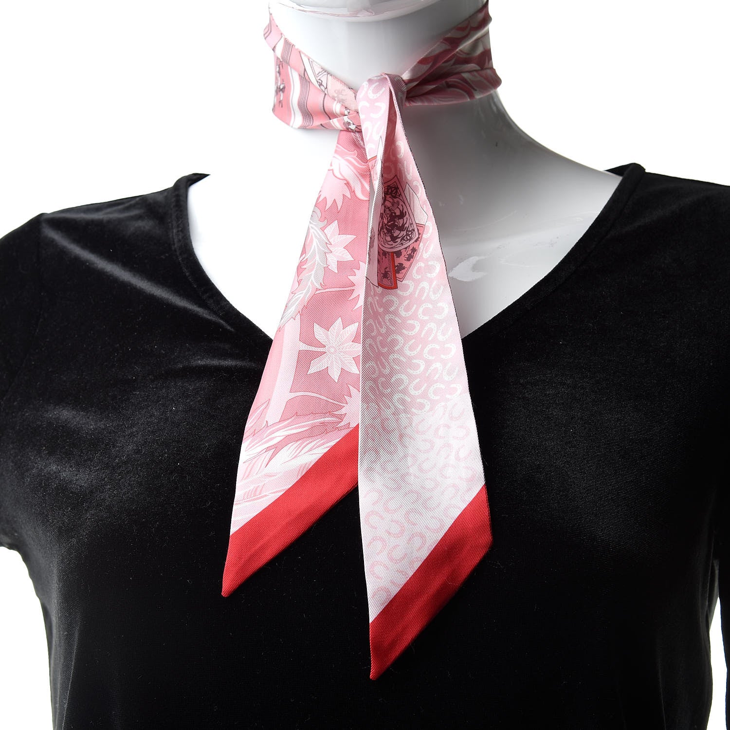 Hermes Silk Cheval Phoenix Twilly Grenadine Rose Gris 2 of 7