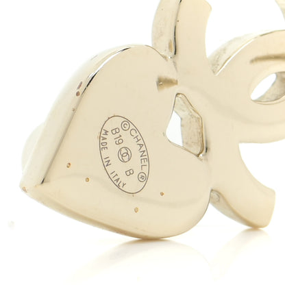 Chanel Crystal Pearl Charming Winter CC Star Heart Earrings Gold 4 of 5