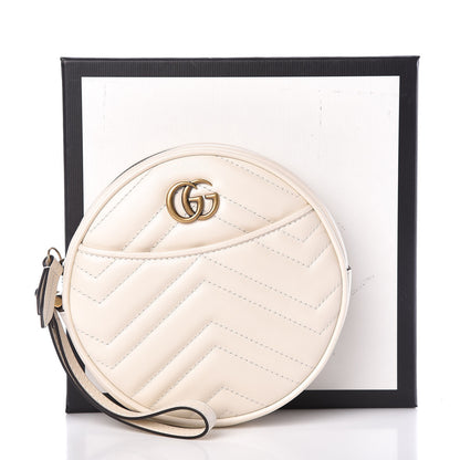 Gucci Calfskin Matelasse GG Marmont Round Wrist Wallet Mystic White 10 of 10