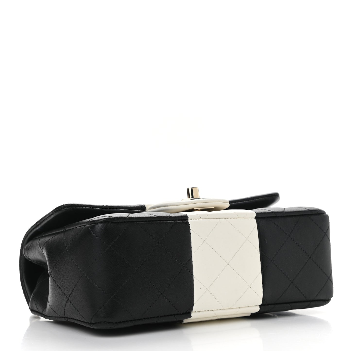 Lambskin Quilted Mini Rectangular Flap Black White