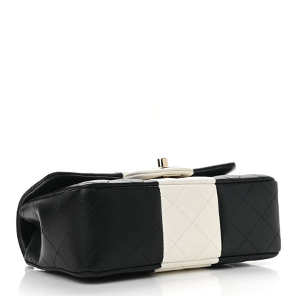 Chanel Lambskin Quilted Mini Rectangular Flap Black White 4 of 11