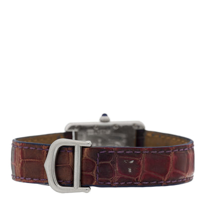 Cartier Sterling Silver Vermeil Alligator 23mm Must de Cartier Tank Quartz Watch Burgundy 3 of 4