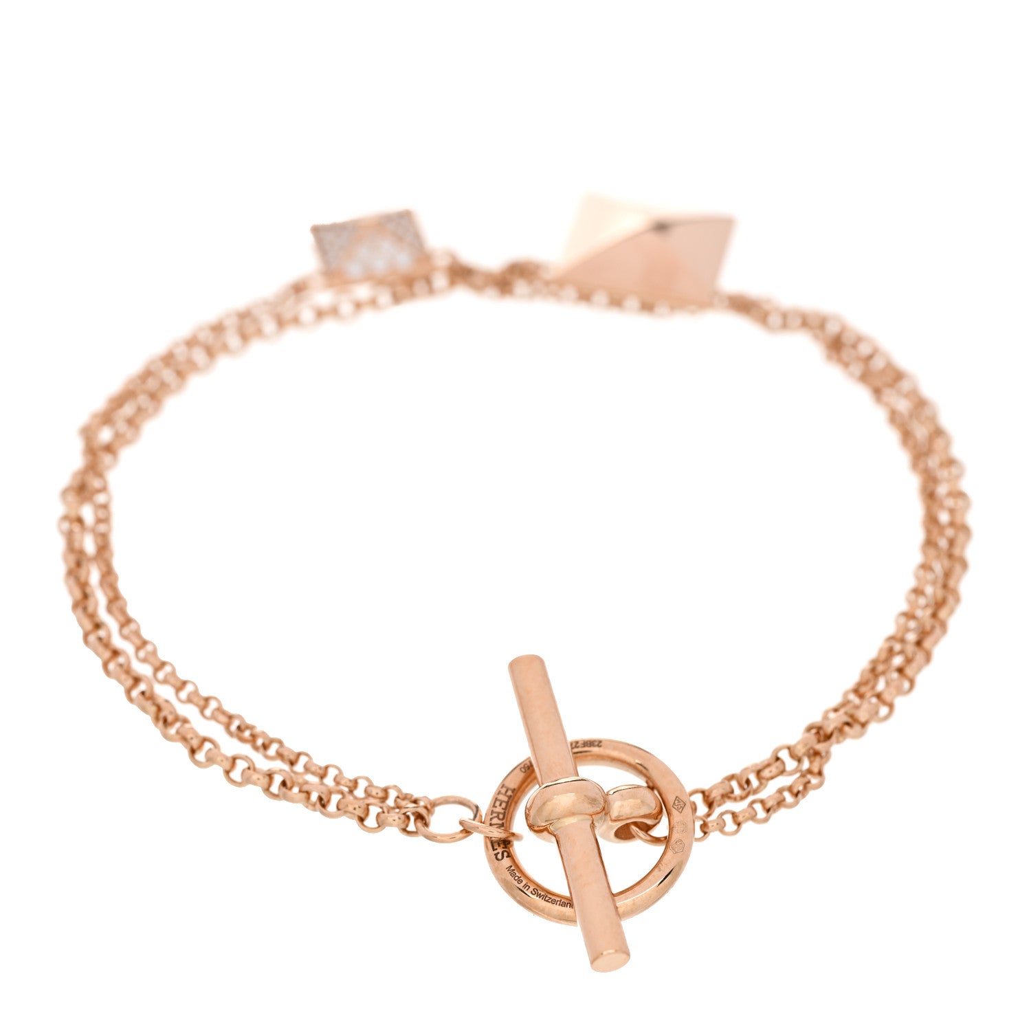 Hermes 18K Rose Gold Diamond Clou d'H Bracelet 2 of 3