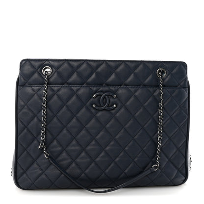 Chanel Calfskin Quilted Frame In Chain Tote Navy 1 of 9