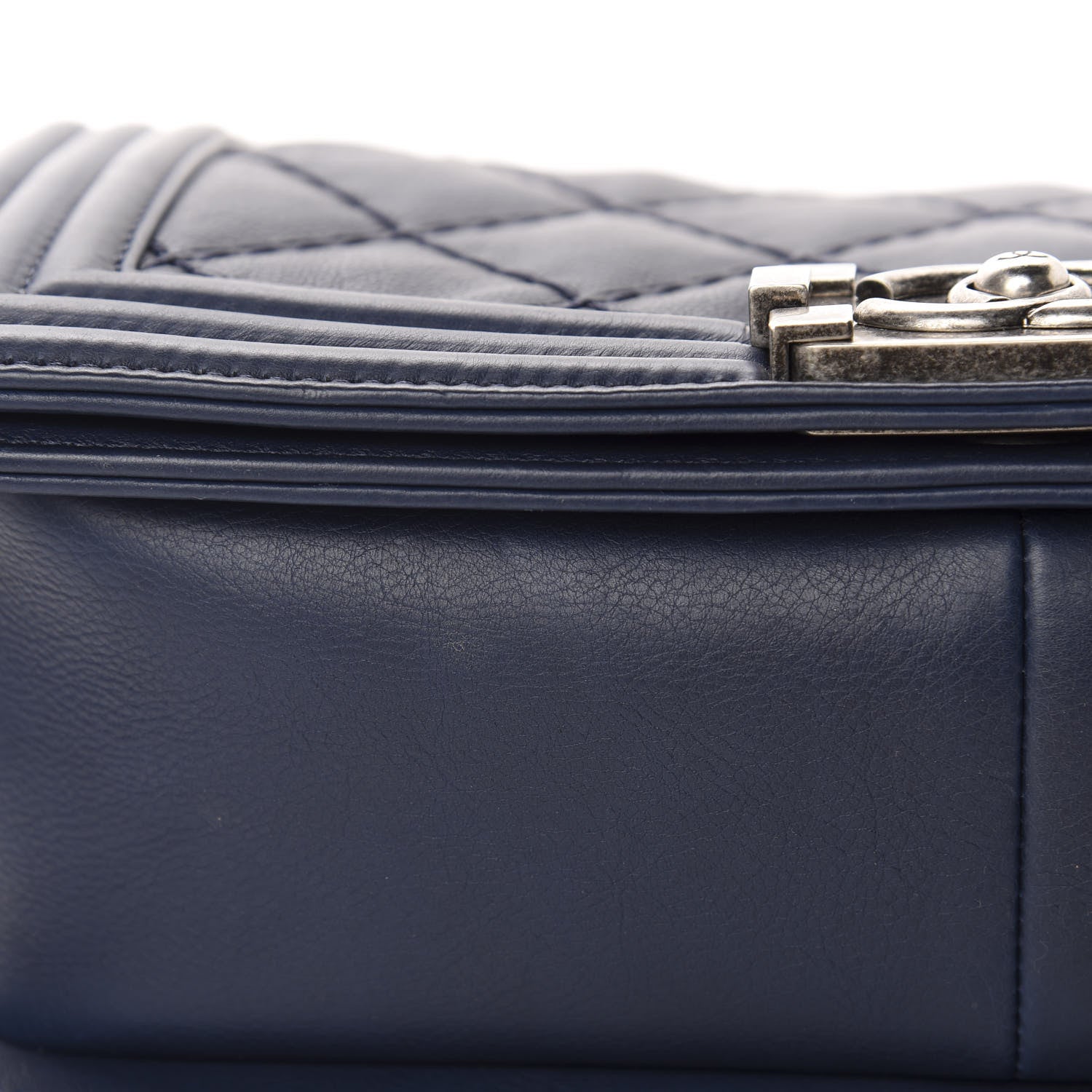 Chanel Calfskin Double Stitch Medium Boy Flap Navy Blue 11 of 12