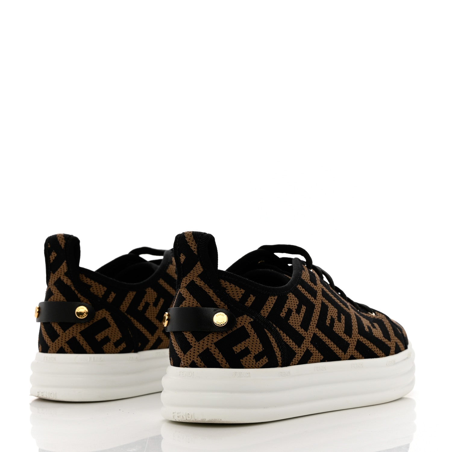 Fendi Fabric FF Micro-Perforated Rise Low Top Sneakers 36 Tobacco Black 4 of 9
