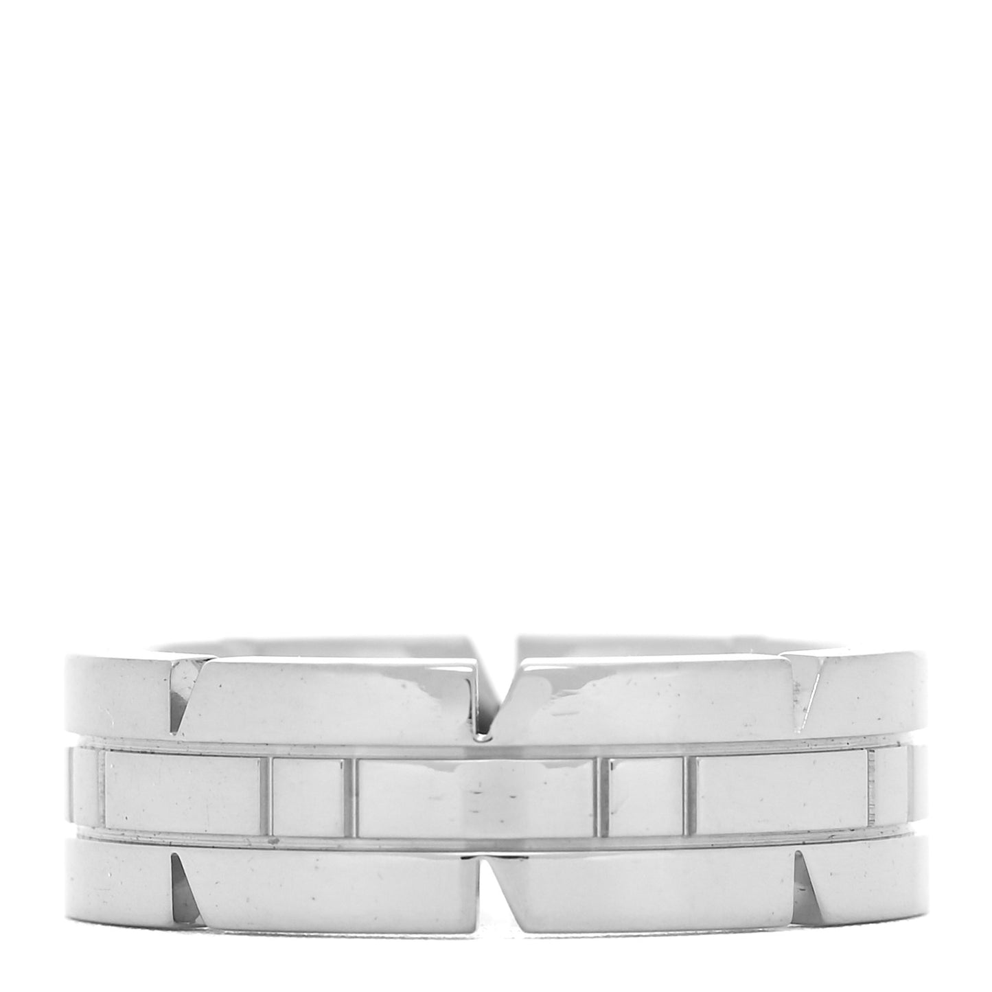 18K White Gold Tank Francaise Band Ring 49 4.75
