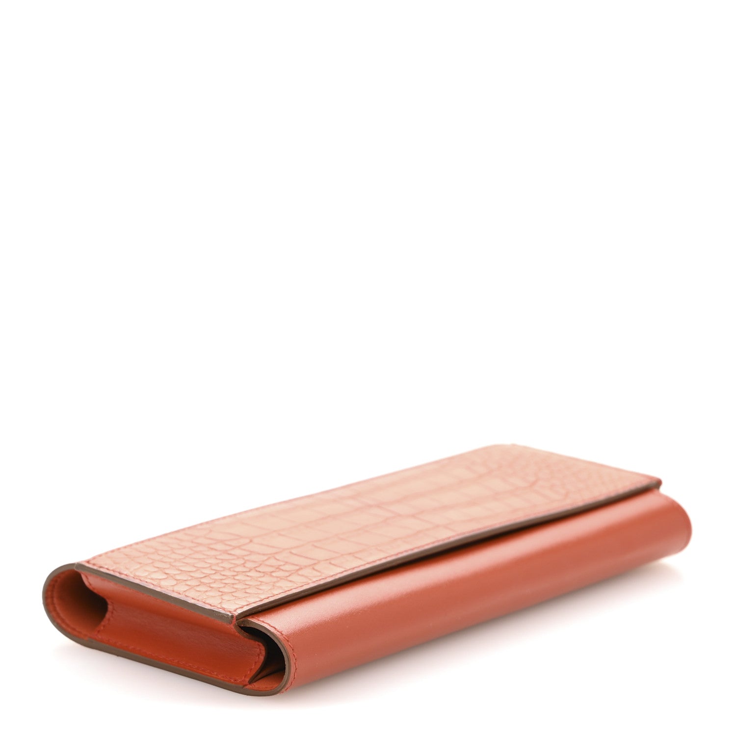 Hermes Matte Alligator Tadelakt Passant Long Wallet Terre Battue Cuivre 5 of 10