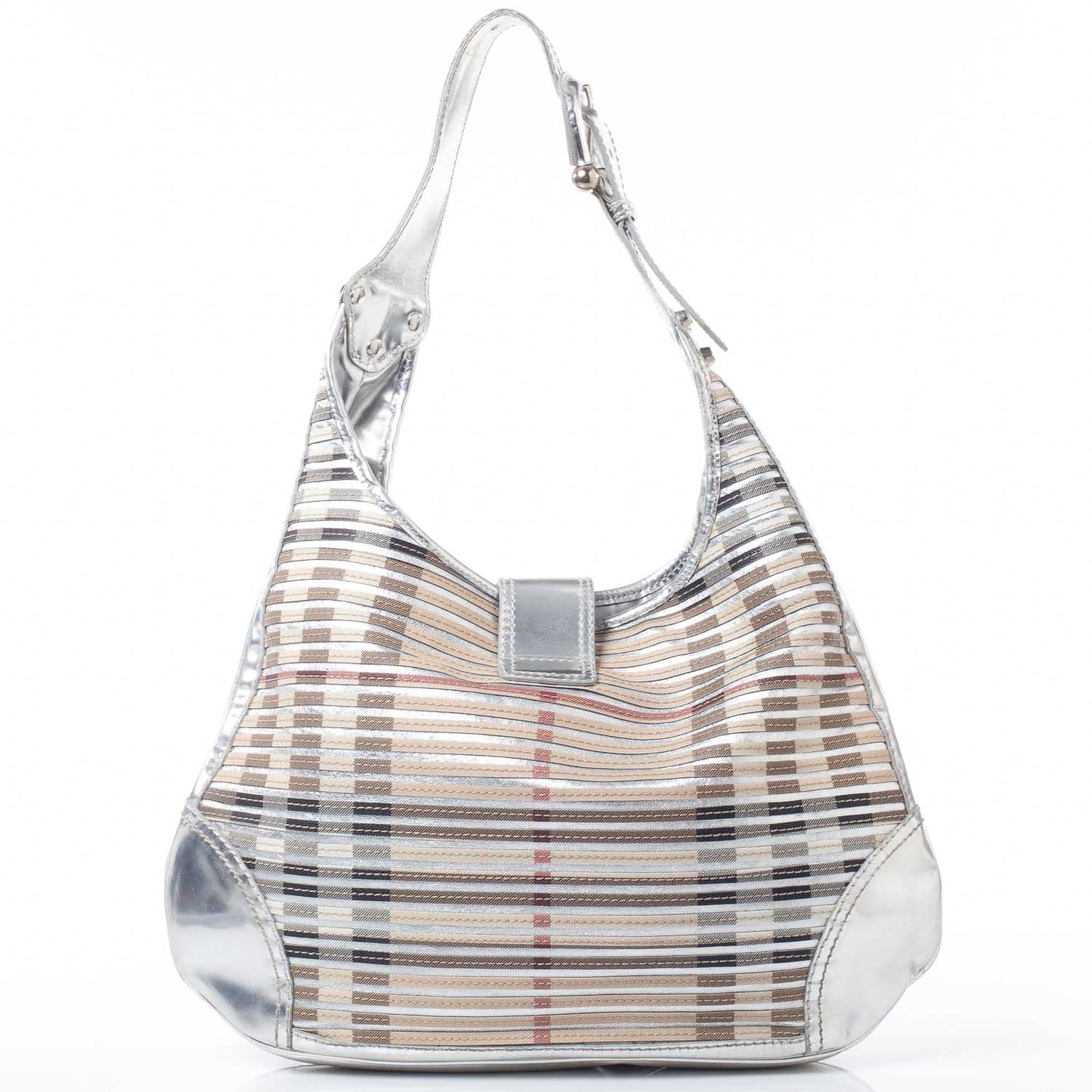 House Check Sliced Brook Hobo Metallic Silver