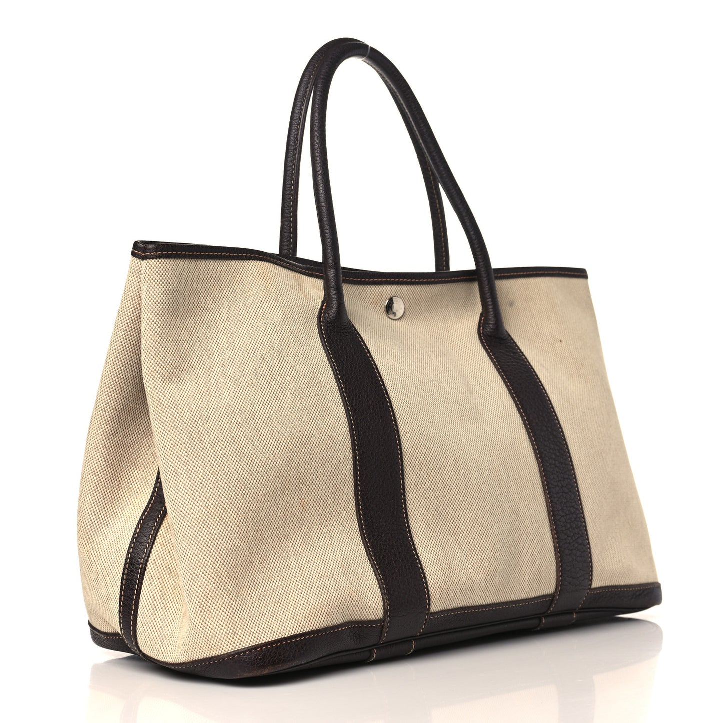 Toile Buffle Gala Garden Party Tote 36 MM Marron Fonce