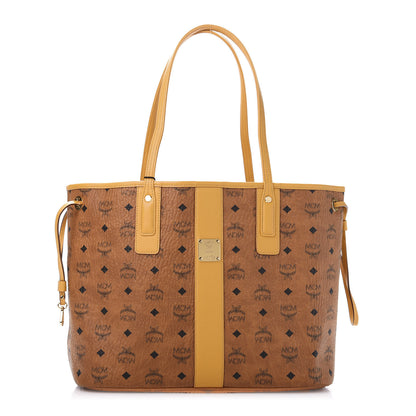 MCM Visetos Medium Liz Reversible Shopper Tote Cognac Yellow 4 of 21