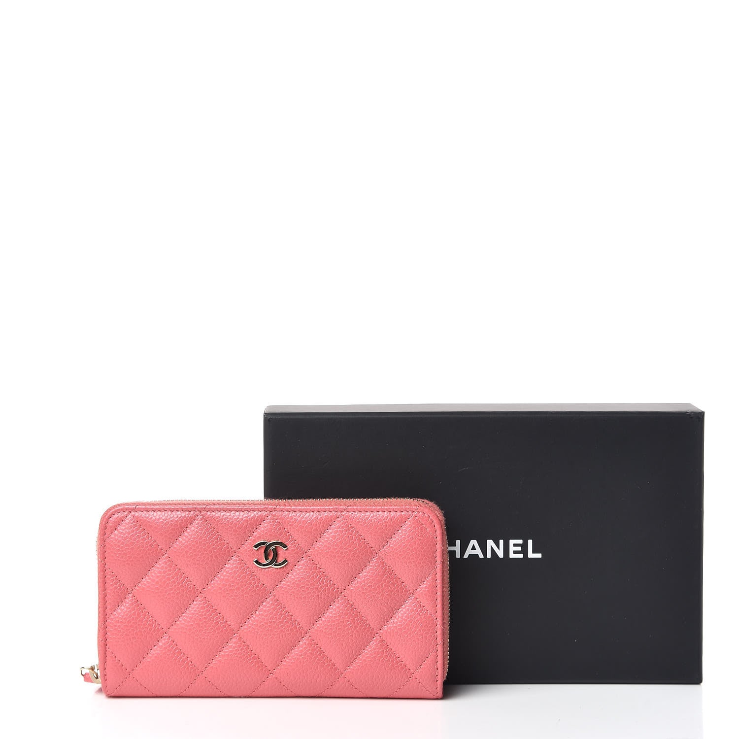 Chanel Caviar Quilted Small Zip Around Wallet Pink 9 of 9