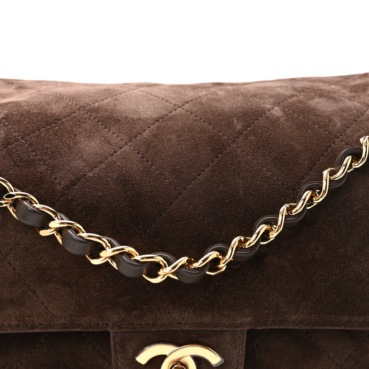 Suede Calfskin Small Souplissimo Maxi Flap Dark Brown