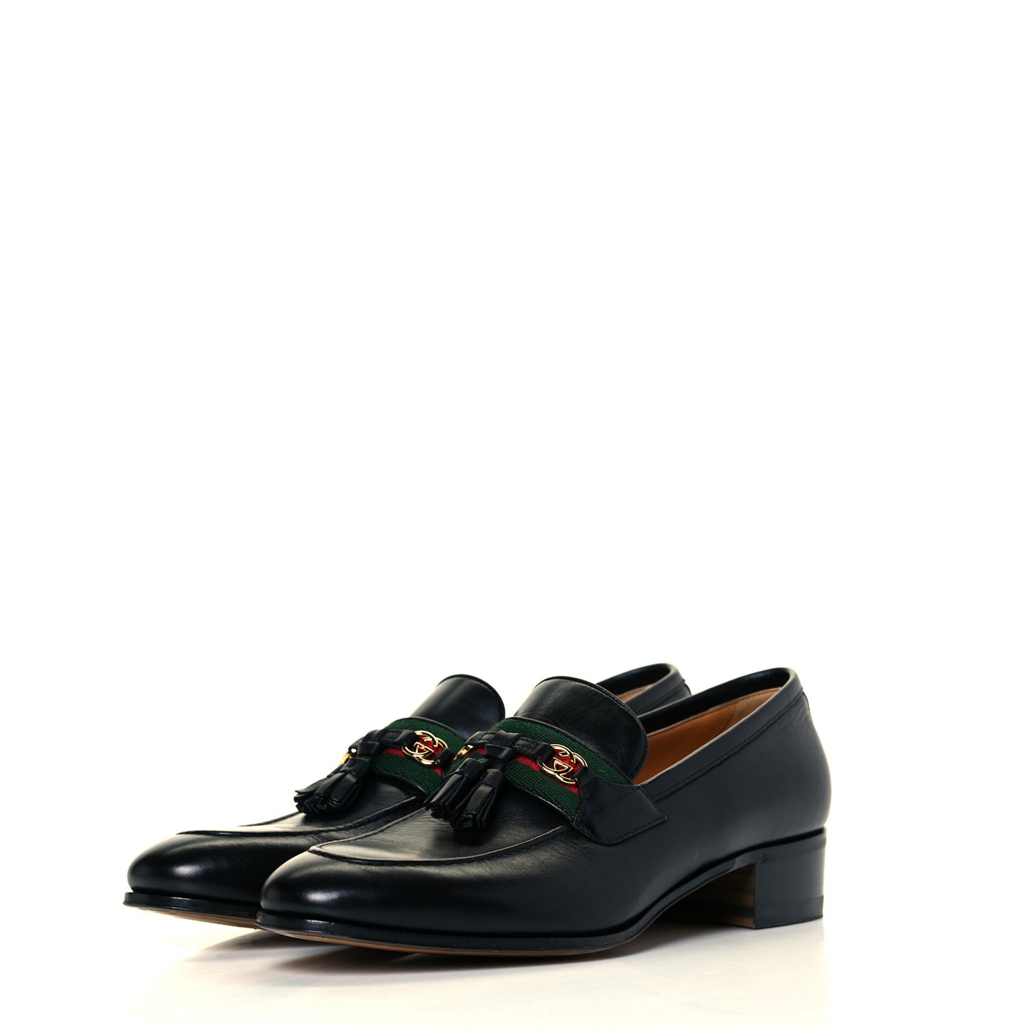 Calfskin Web Interlocking G Tassel Loafers 38.5 Black