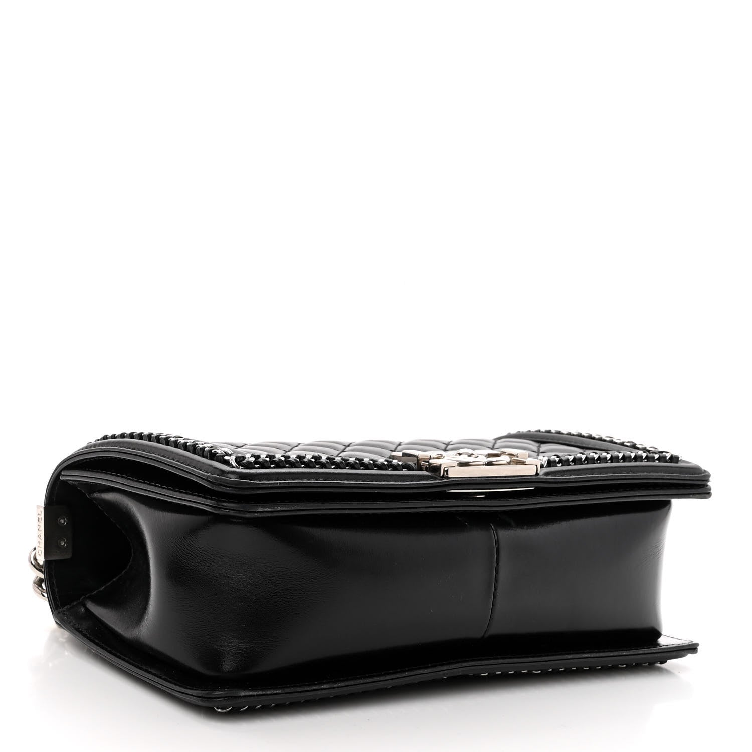 Chanel Glazed Calfskin Quilted Medium Chain Around Boy Flap Black 4 of 10