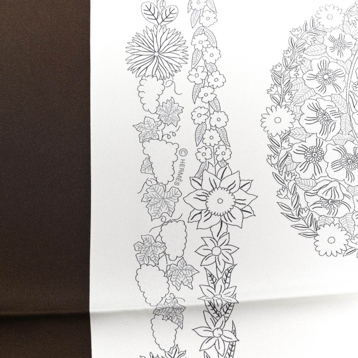 Silk Brides De Gala En Fleurs Scarf 90 Ebene White Gris Anthracite