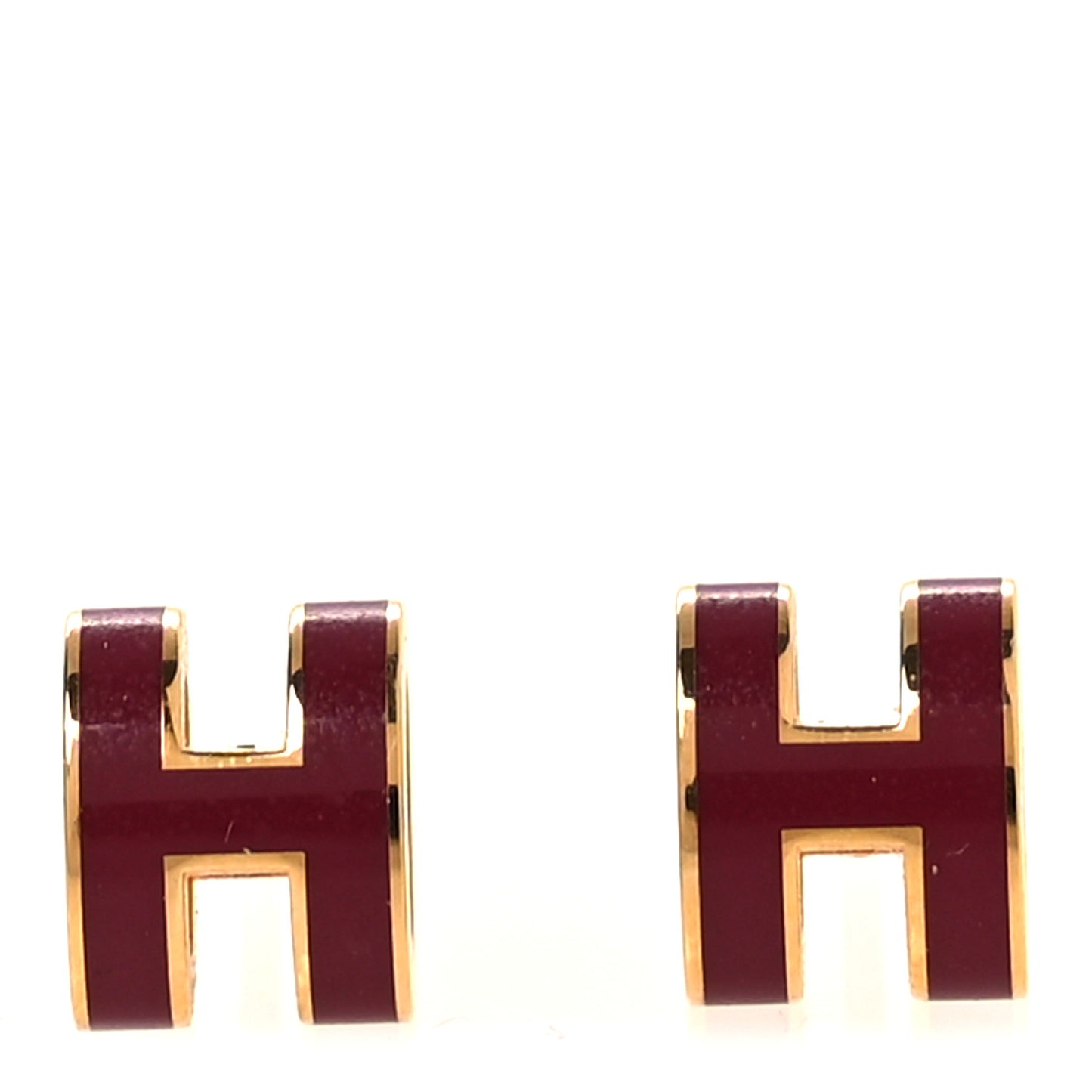 Gold Lacquered Mini Pop H Earrings Rouge Grenat