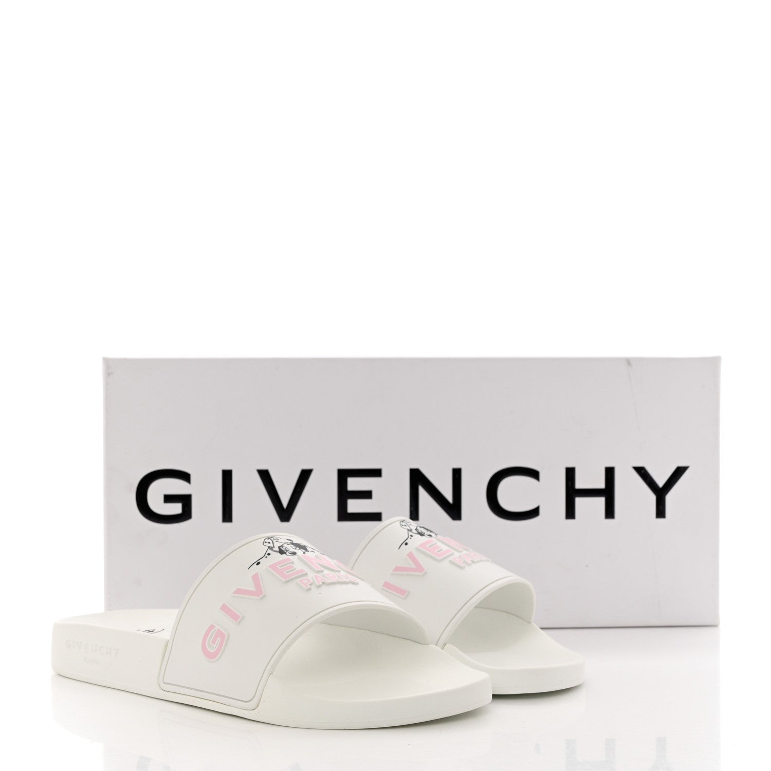 Givenchy X DISNEY Rubber Logo 101 Dalmatians Pool Slide Sandals 37 White Black Pink 11 of 11