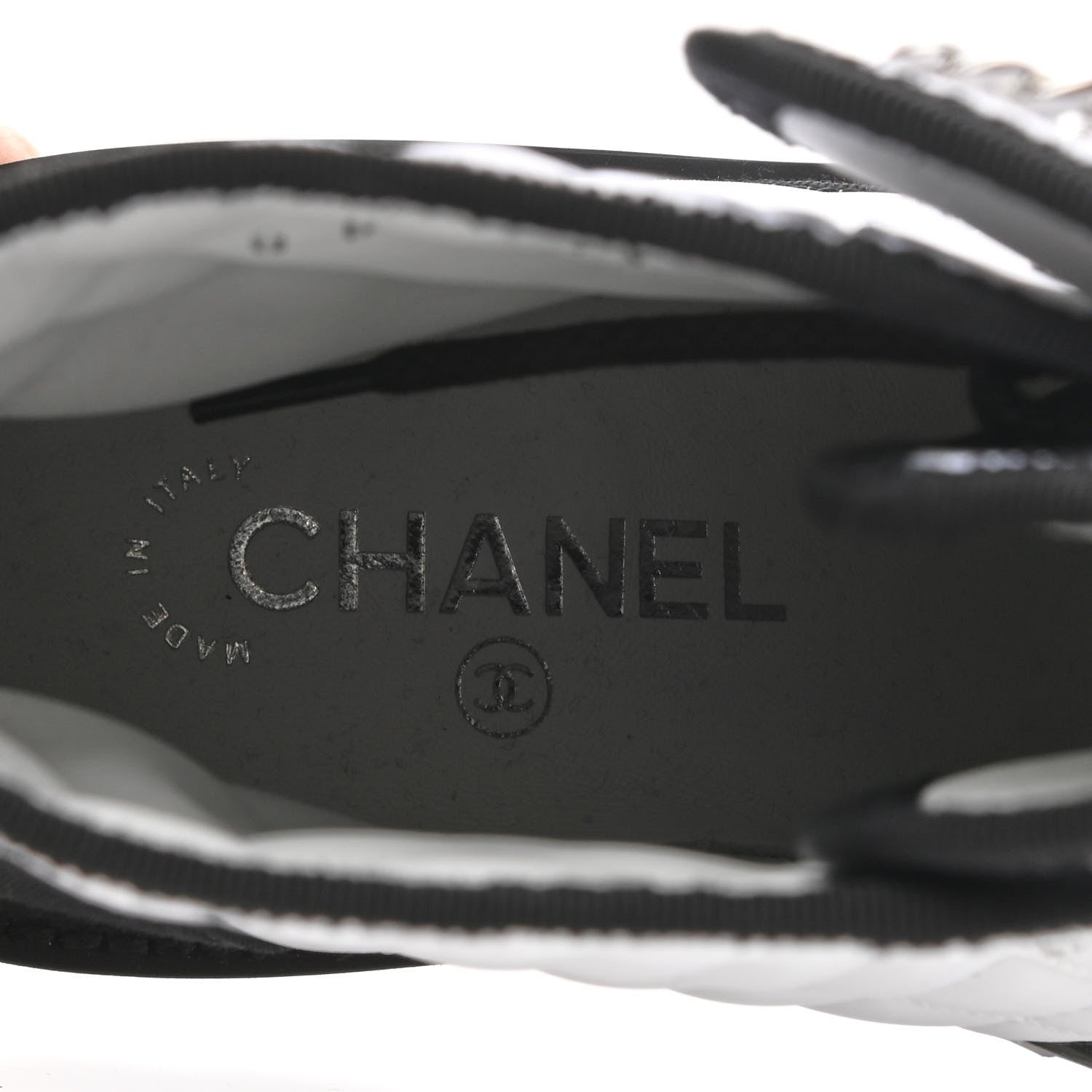 Chanel Fabric Grosgrain Quilted Cap Toe Lace Up Combat Boots 37 White Black 7 of 9