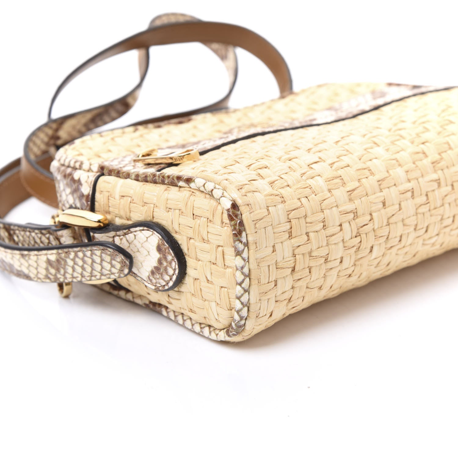 Gucci Raffia Elaphe Mini Ophidia Shoulder Bag Natural Cream Brown 6 of 9