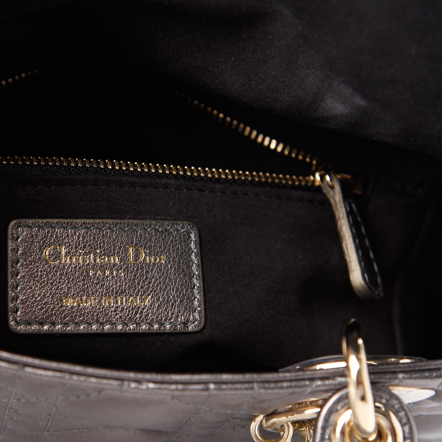 Christian Dior Metallic Grained Calfskin Cannage My ABCDior Lady Dior Gunmetal 6 of 9