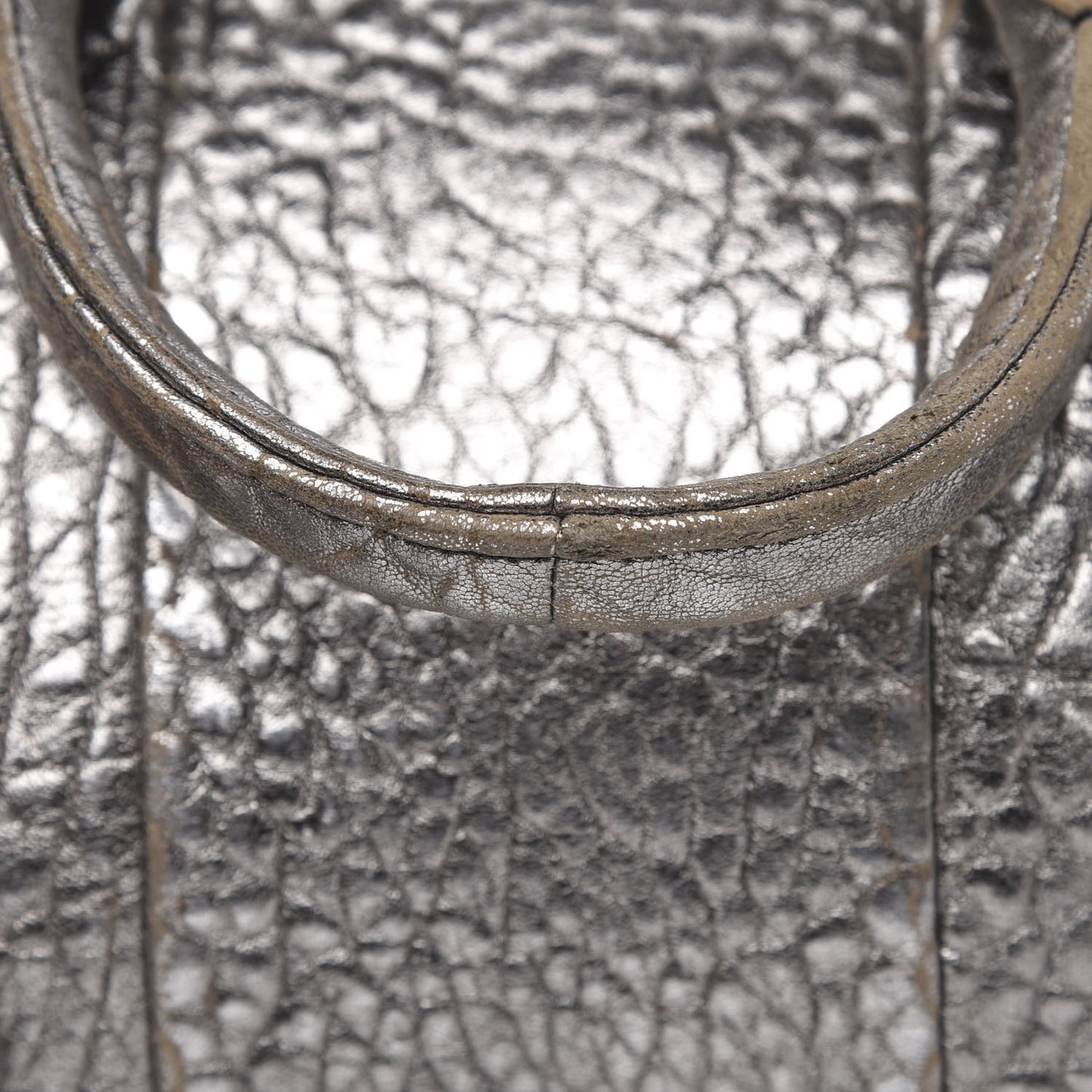 Metallic Pebbled Lambskin Rockie Carbon Silver Hardware