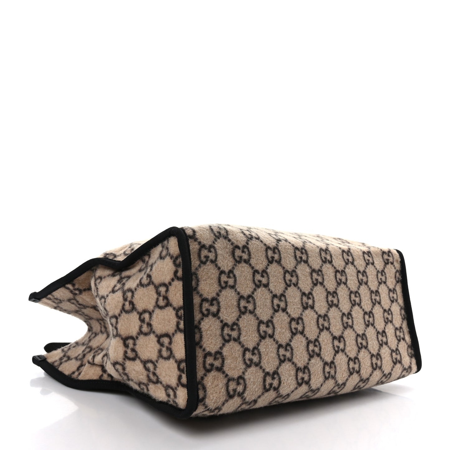 Covered Wool GG Monogram Large Tote Bag Beige Ebony