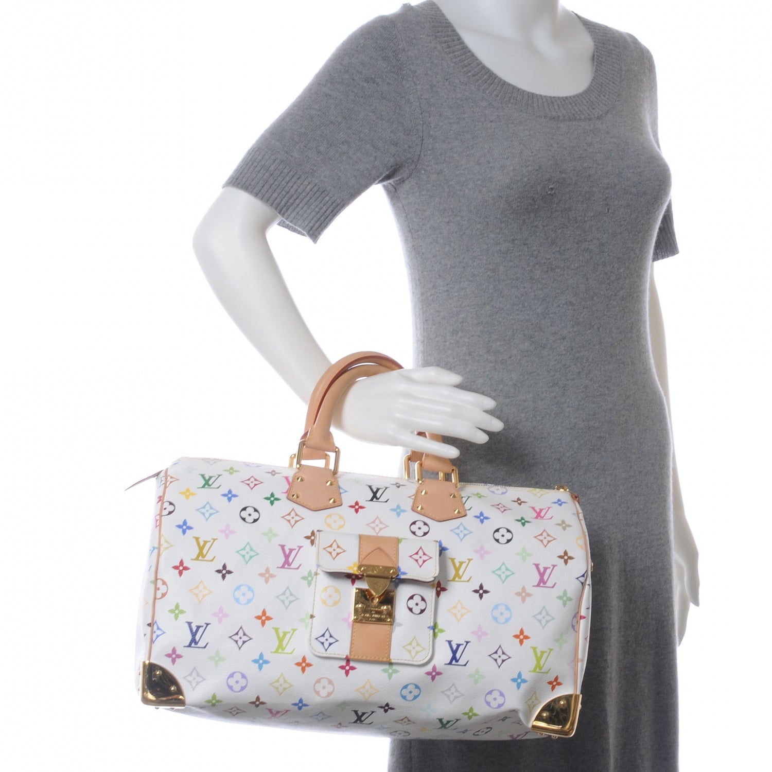 Louis Vuitton Monogram Multicolor Speedy 40 White 2 of 8