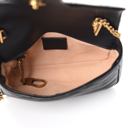 Gucci Calfskin Matelasse Super Mini GG Marmont Shoulder Bag Black 5 of 10