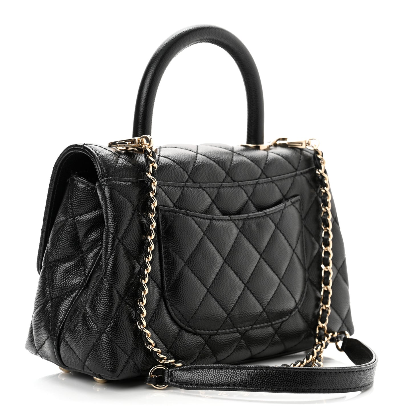 Caviar Quilted Mini Coco Handle Flap Black