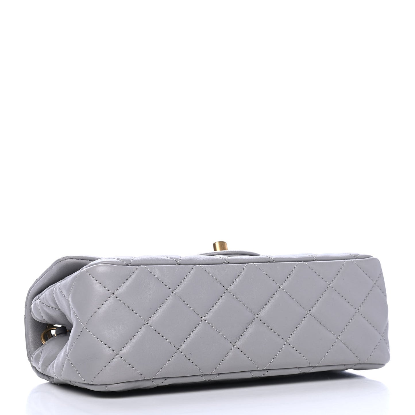 Lambskin Quilted Mini Rectangular Pearl Crush Flap Grey
