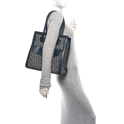Christian Dior Monogram Calfskin Pocket Tote Navy Blue 2 of 10