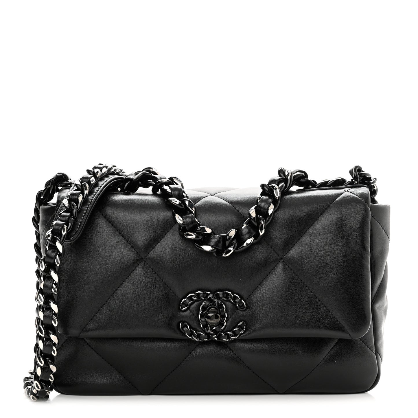 Lambskin Quilted Medium Chanel 19 Flap So Black