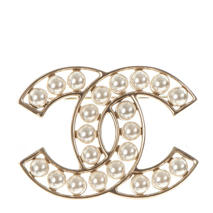 Chanel Pearl CC Brooch Light Gold 1 of 4