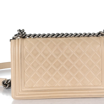Chanel Lambskin Quilted Medium Boy Flap Beige Clair 6 of 9