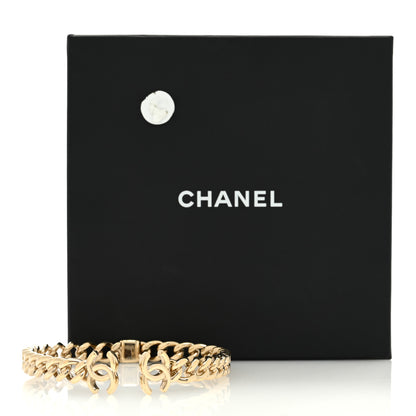 Chanel Metal CC Chain Link Choker Necklace M Gold 5 of 5