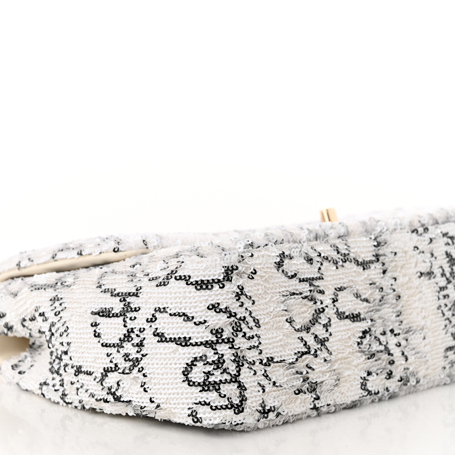 Chanel Sequin Logo Medium Flap White Black 9 of 11