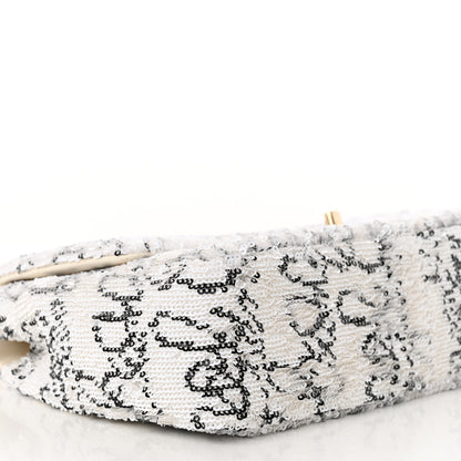 Chanel Sequin Logo Medium Flap White Black 9 of 11