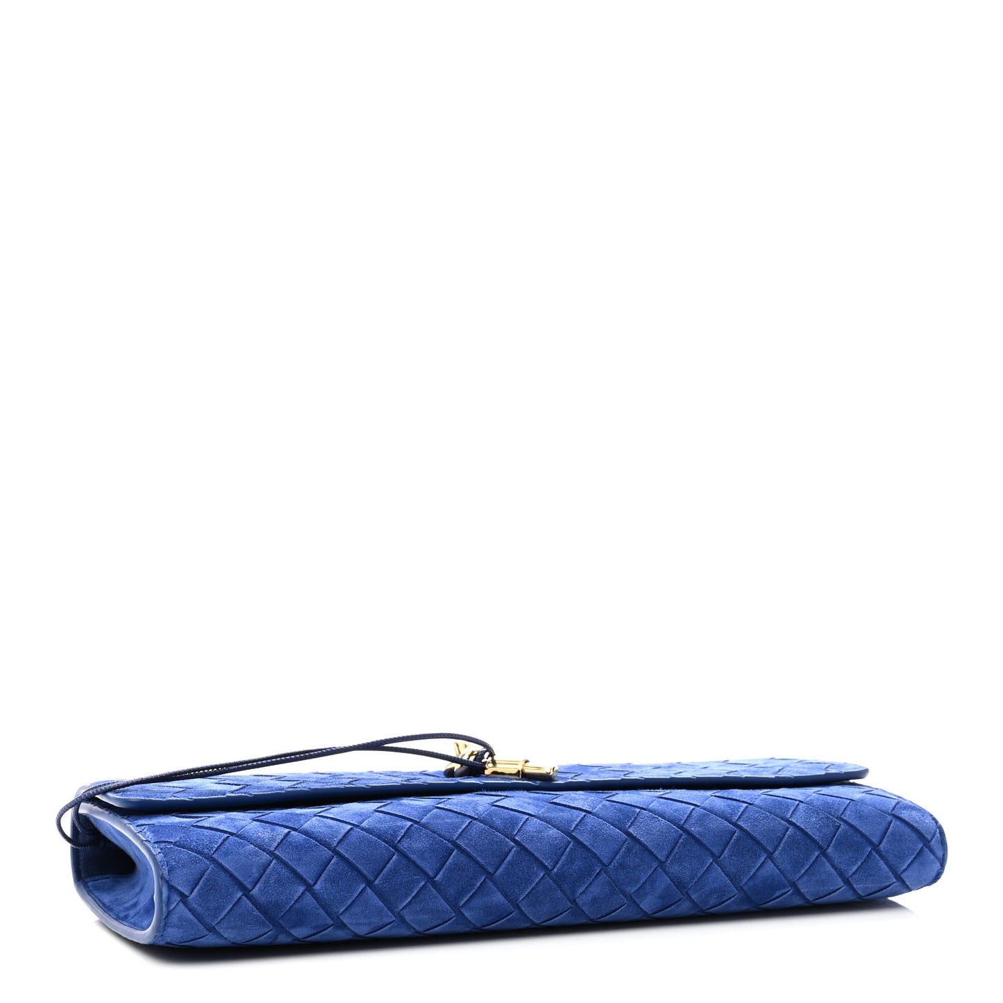 Suede Intrecciato Long Andiamo Top Handle Clutch Blue Royal
